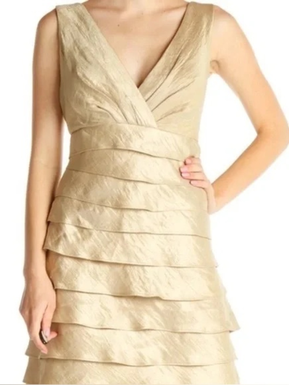 Gold Tiered Dress by London Times Size 10 New